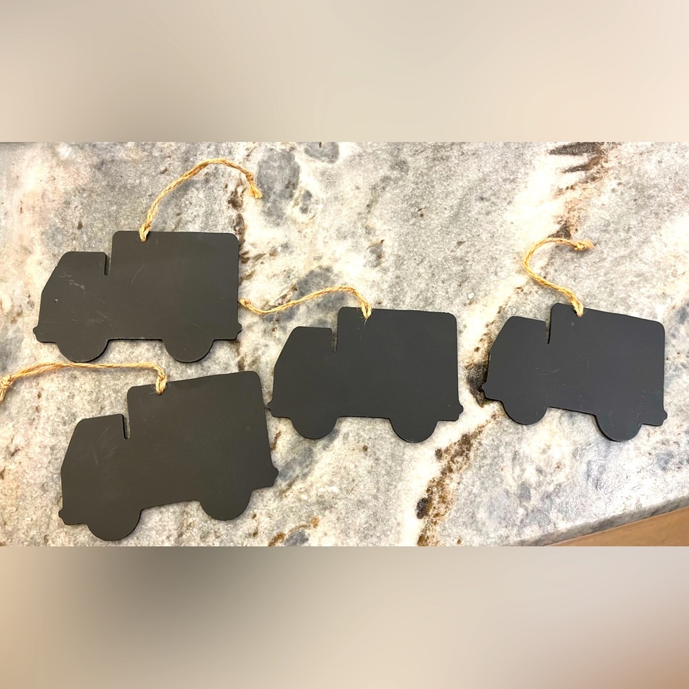 Chalkboard trucks tags/signs 4 pc